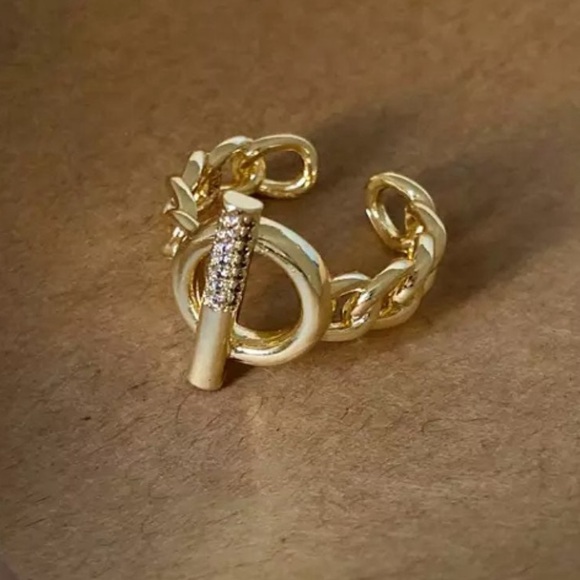 Modest Lu Jewelry - New Stock! Gold Chain Link Crystal Round Ring Sterling Silver